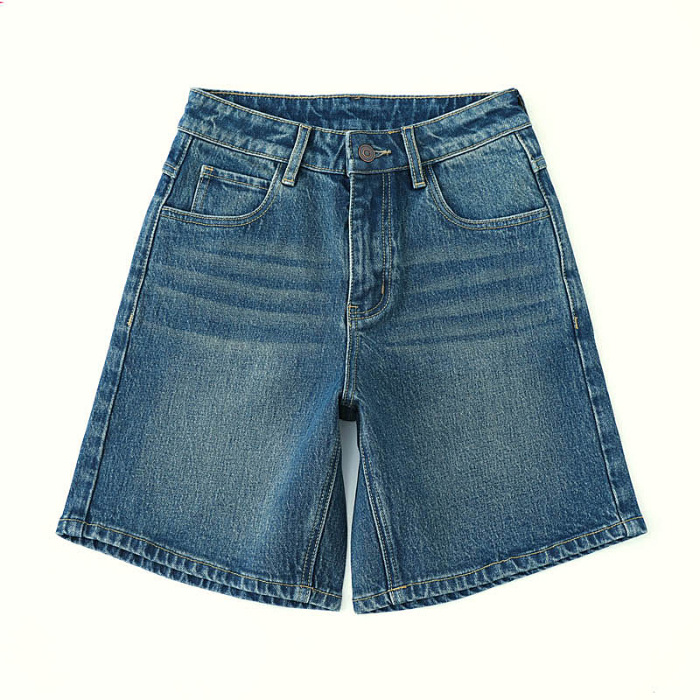 Bermuda En Jean À Double Ceinture  Femme | Jupes & Shorts Femme Bleu jean