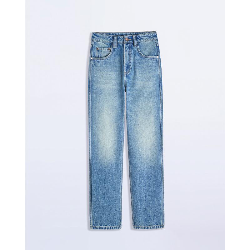 Jean Droit Taille Basse  Femme | Shorts, Pantalons & Jeans Femme Bleu jean