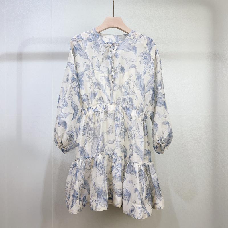 Robe À Imprimé Fleuri  Femme | Robes Femme Ecru / Bleu