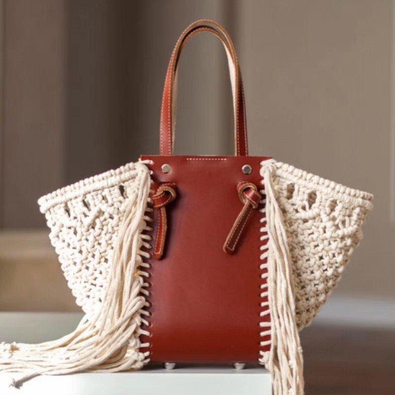 Sac M Mini En Suède Brodé À Franges  Femme | Sacs Accessoires Camel