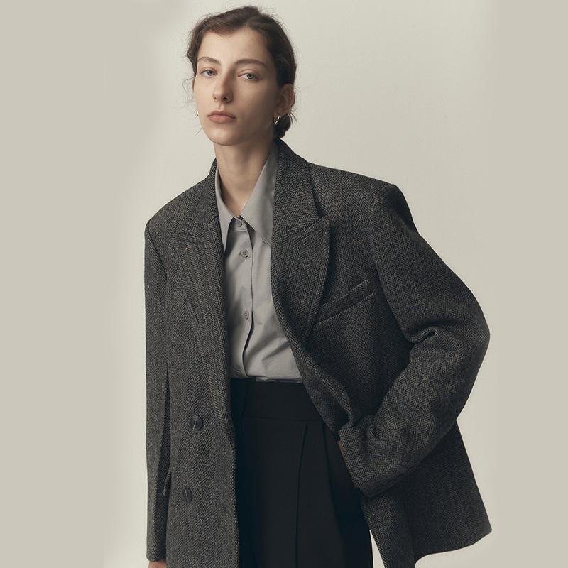 Veste Tweed Gris Laine Mélangée  Femme | Blousons, Vestes & Manteaux Blousons, Vestes & Manteaux Blousons, Vestes & Manteaux